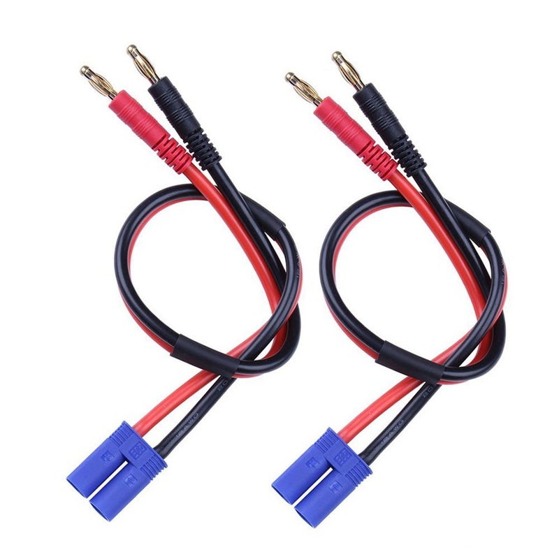 FLY RC 2pcs EC5 Male Connector to 4.0mm Banana Male Plug Lipo Battery Balance Charging Cable 30cm Silicone Wire Charger Cable Adapter for RC Helicopter Vehicle Toys - Image 1
